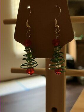 Handcrafted Christmas Tree Earrings